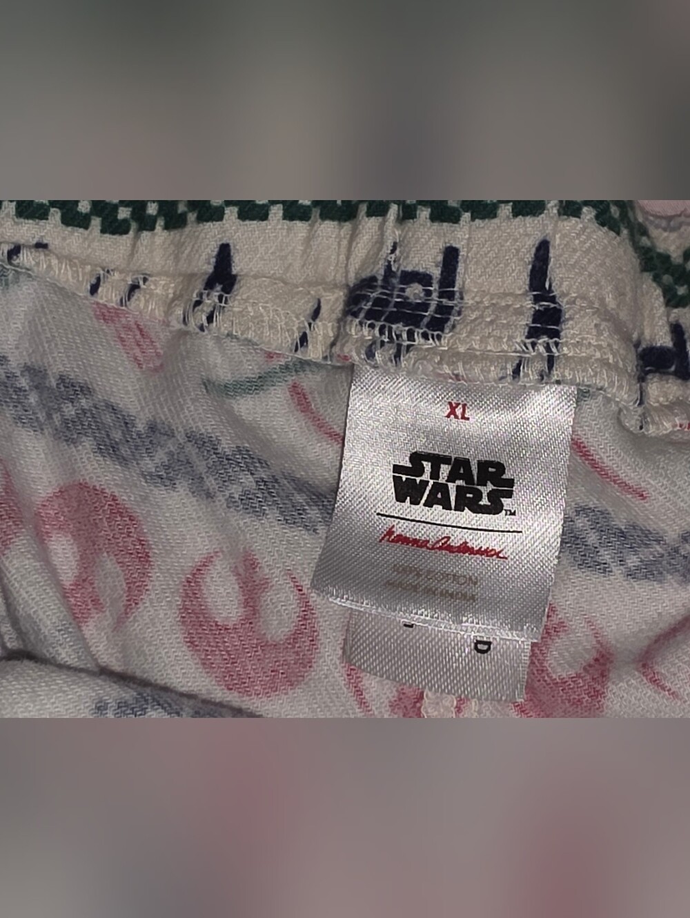 Star Wars Adults Printed Pajama Pants White with Pink and Blue Accents